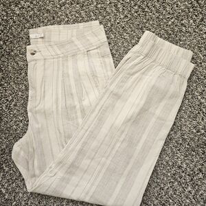 prAna Women's 10 Mantra Jogger - Cream Pinstripe - Hemp & Organic Cotton